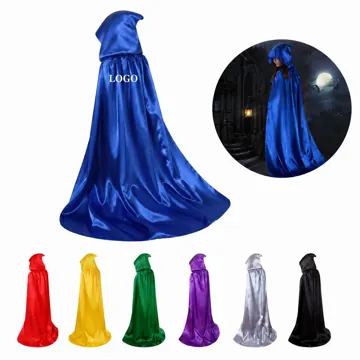 Long Hooded Satin Cape for Holiday Costume Parties
