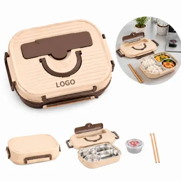 Stainless Steel Bento Box with 5 Compartments, Leak-Proof