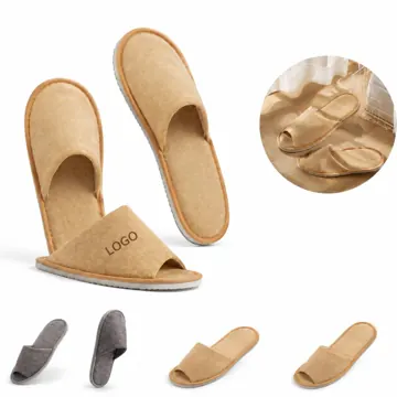 Non-Skid Linen Hotel Disposable Slippers with Plush Insole