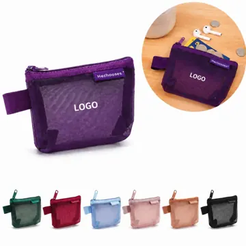 Transparent Mesh Coin Purse with Secure Zipper, Compact