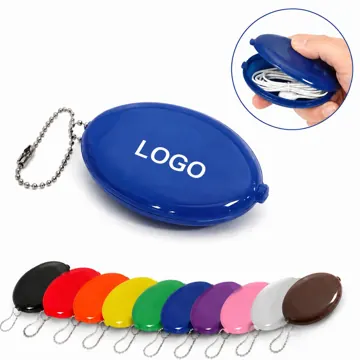 PVC Coin Pouch with Chain, Waterproof Zippered Mini Wallet