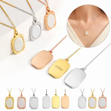 Stainless Steel Engravable Pendant Necklace, Minimalist