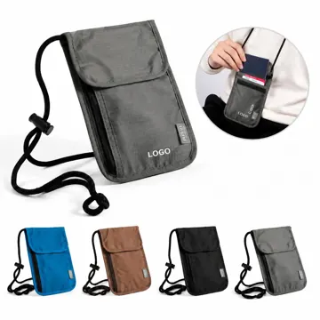 RFID Travel Neck Wallet Passport Holder with Anti-Theft