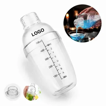 500ml Plastic Cocktail Shaker with Strainer for Home Bar