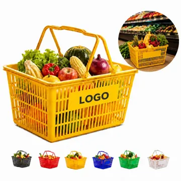 Stackable Plastic Shopping Basket with Handles for Grocery