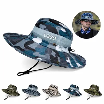 Breathable Camouflage Bucket Sun Hat with Adjustable Chin