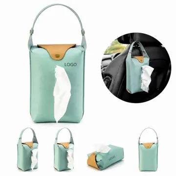 PU Leather Hanging Car Tissue Holder with Strap