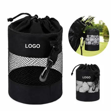 Drawstring Golf Ball Storage Bag with Handle, Holds 12 Balls
