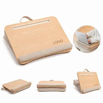 Adjustable Multi-layer Wood Laptop Tray with Cushion for Bed