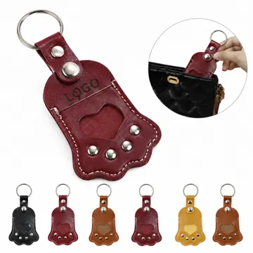 Genuine Leather Pet Hair Keepsake Keychain with Secure