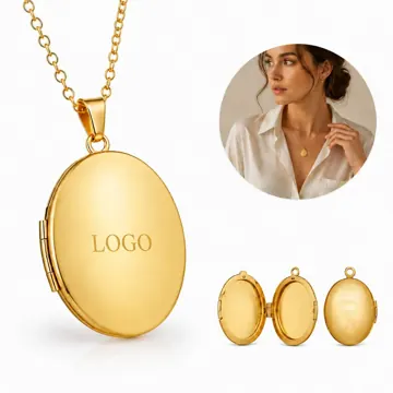 Stainless Steel Oval Photo Pendant Necklace with Custom