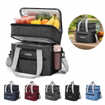 Double Deck Insulated Cooler Bag with Leak-Proof Lining