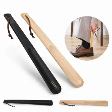 Solid Wood Long Handle Shoe Horn with Lanyard
