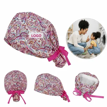 Adjustable Sweatband Scrub Cap with Ponytail Pouch