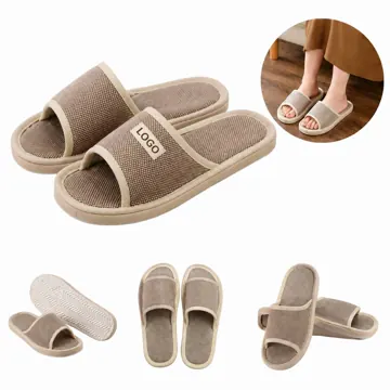 Breathable Linen Non-Slip Open-Heel Slippers