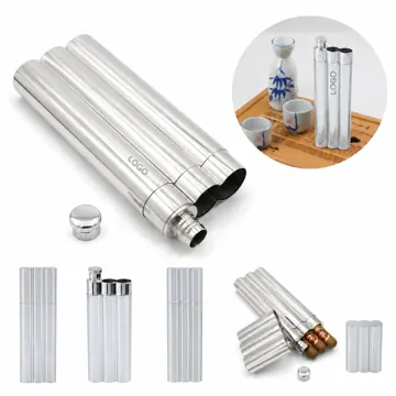 Stainless Steel Cigar Flask with Built-In Holder for Travel