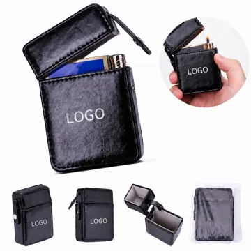 25-Slot PU Cigarette Case with Lighter Holder