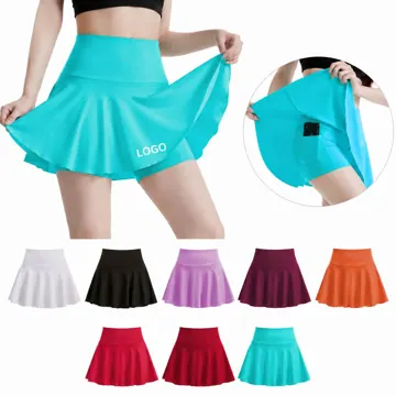 High-Waisted Pleated Fitness Skirt with Built-in Shorts