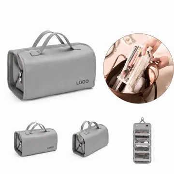 Detachable Hanging Toiletry Bag with Roll-Up Storage
