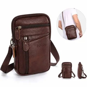 Genuine Leather Crossbody Phone Bag with Adjustable Strap