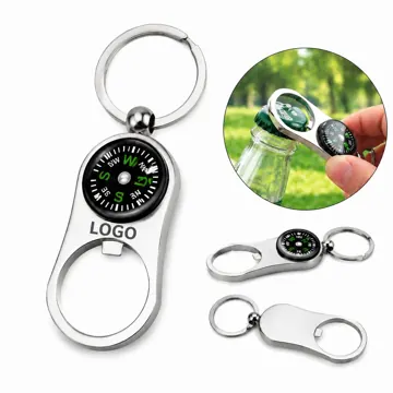 Compass Bottle Opener Keychain, Metal Multi-Tool for Outdoor