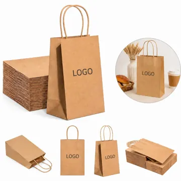 Eco Kraft Paper Gift Bag with Sturdy Handles for Retail