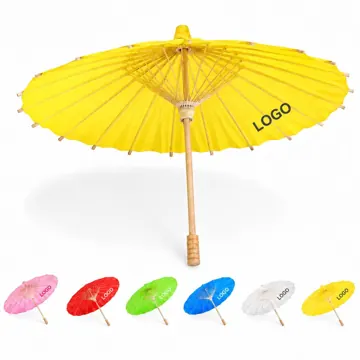 Paintable Canvas DIY Umbrella with Wooden Handle for Art