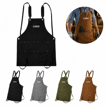 Durable Canvas Work Apron with Pockets and Adjustable Fit