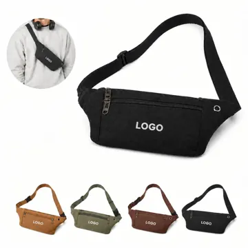 Adjustable Canvas Waist Bag with Multiple Compartments