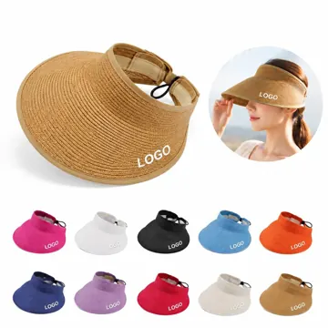 Foldable Wide Brim Straw Visor for Sun Protection