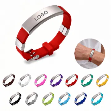 Adjustable Stainless Steel Silicone Bracelet
