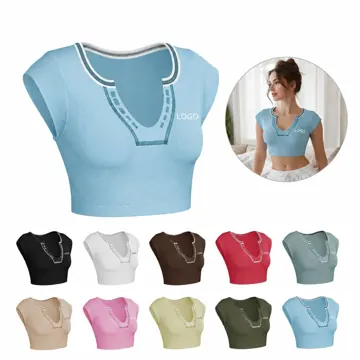 Women's Short Sleeve Round Neck Crop Top