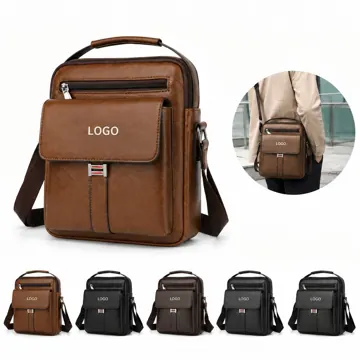 Men's Faux Leather Crossbody Shoulder Bag with Adjustable