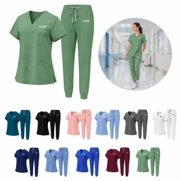 V-Neck Nurse Uniform with Pockets for Healthcare Staff