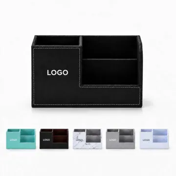 Genuine Leather Desk Organizer with Multiple Compartments
