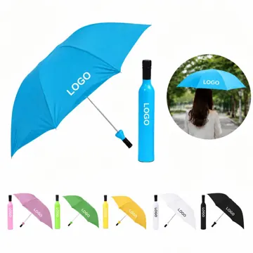 Foldable Umbrella with Wine Bottle Container
