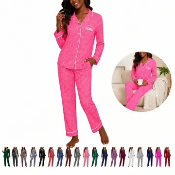 Women's Cozy Long Sleeve Pajama Set with Elastic Waist