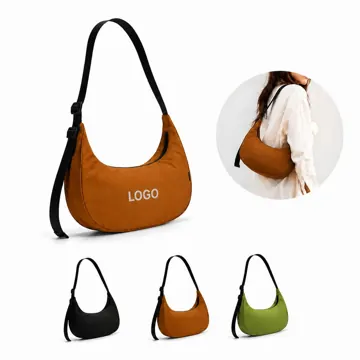 Crescent Nylon Crossbody Bag with Zippered Compartment