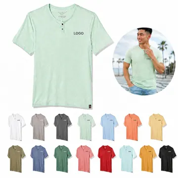 Men's Cotton Notched Collar Short Sleeve Tee