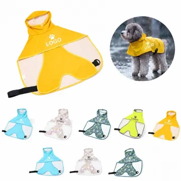 Waterproof Reversible Dog Raincoat with Hood and Adjustable