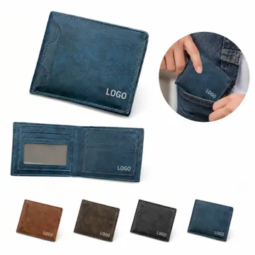 Men's Compact Bifold Wallet with RFID and Coin Pocket