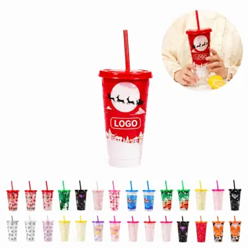 Color Changing Reusable Plastic Cup for Cold Drinks