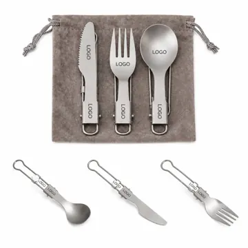 Compact Stainless Steel Camping Utensil Set with Case