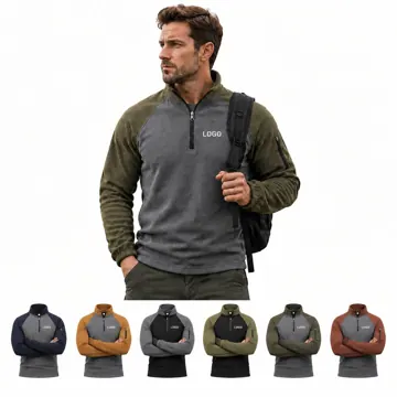 Cotton Blend Quarter Zip Pullover Sweatshirt for Casual Wear