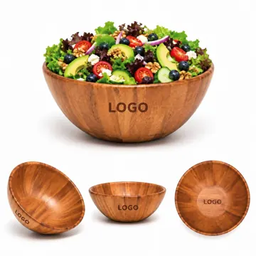 Natural Acacia Wooden Serving Bowl for Salads and Snacks