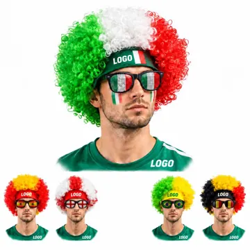 Soccer Flag Color Afro Wig for Fan Cheering