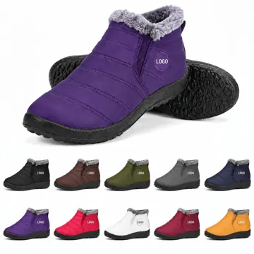 Winter Fur Lined Waterproof Ankle Boots with Non-Slip Sole