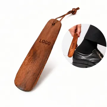 Wooden Shoe Horn with Leather Lanyard for Easy Wear