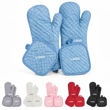 Heat-Resistant Silicone Oven Mitt Set for Kitchen Baking