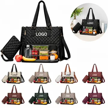 Insulated Quilted Lunch Tote for Meals and Snacks